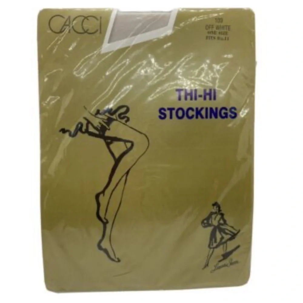 Cacci Off White‎ Thigh High Stockings One Size made in USA